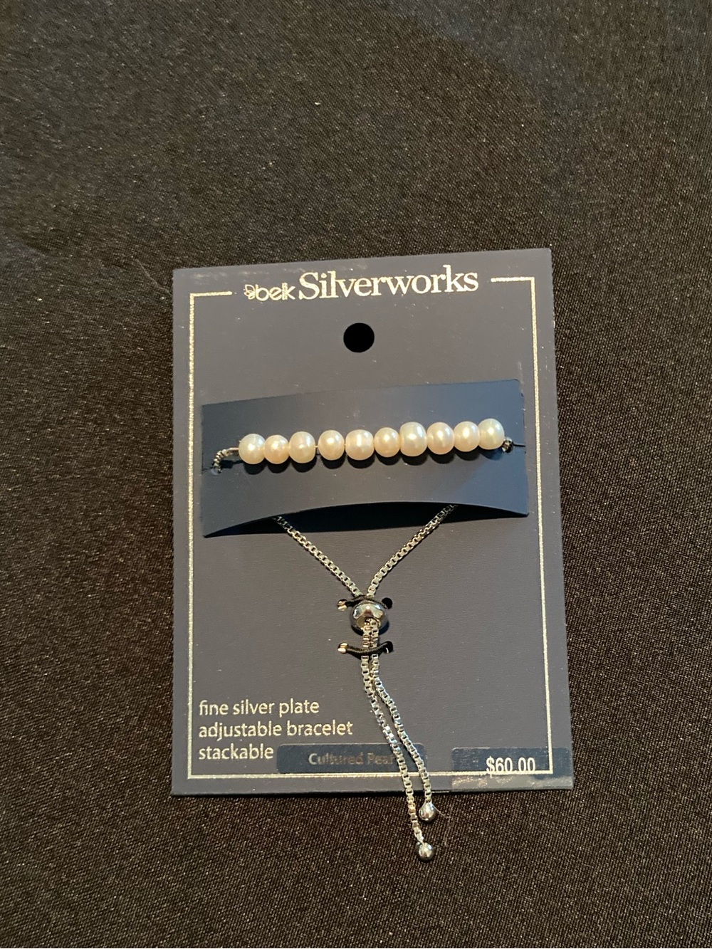 Belk’s Silverworks Fine Silver Plate Adjustable Cultured Pearl Bracelet